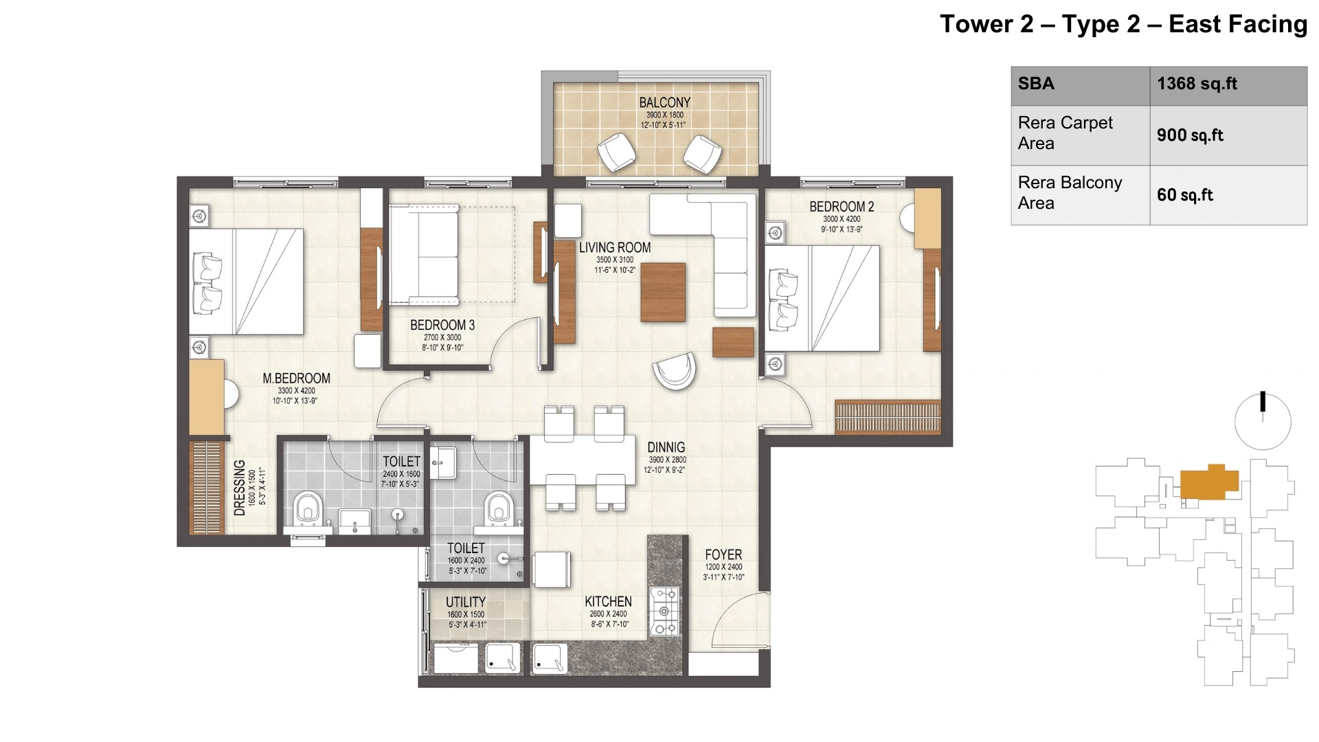 Unit plan - 957 sq.ft.