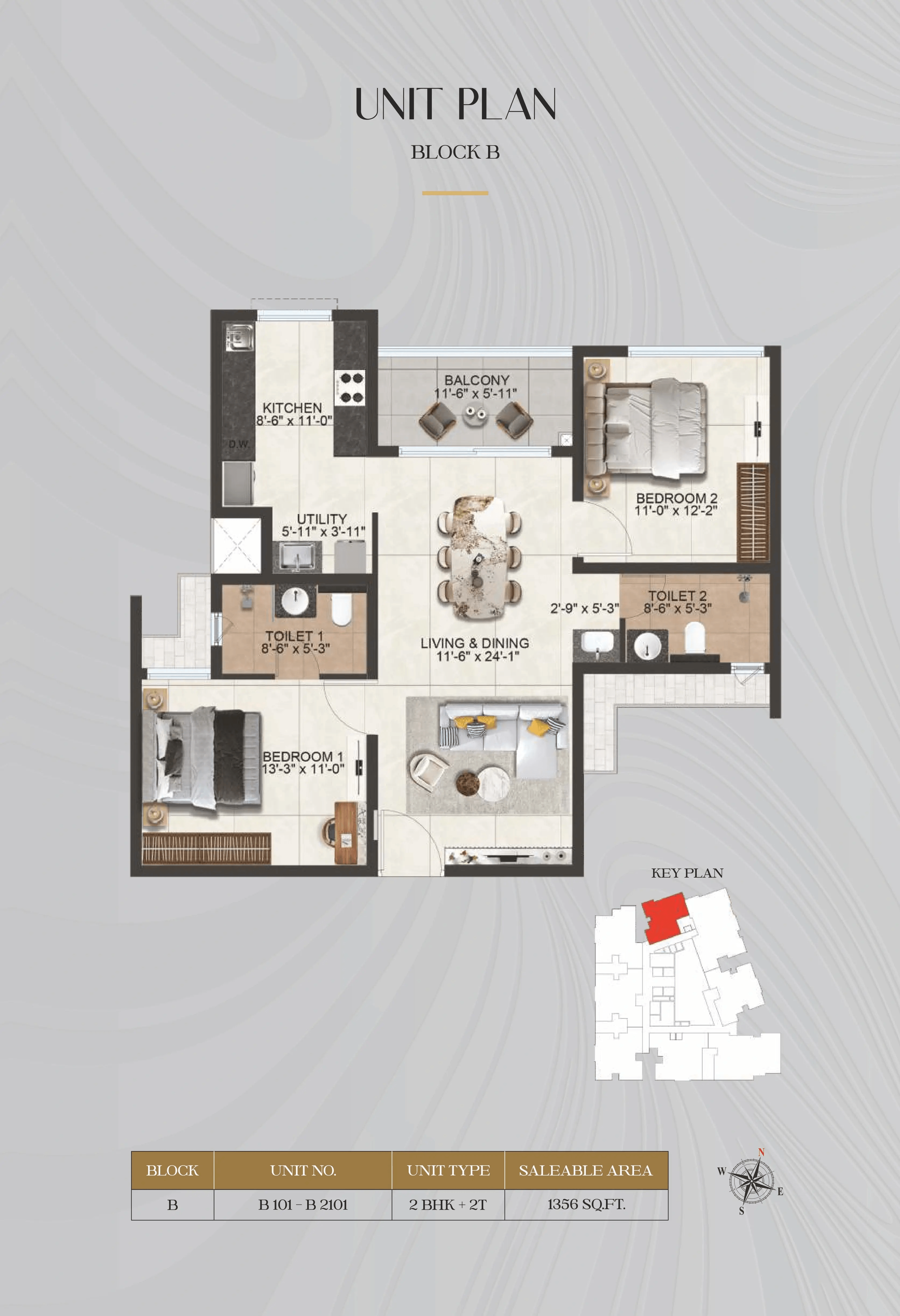 Unit plan - 908 sq.ft.