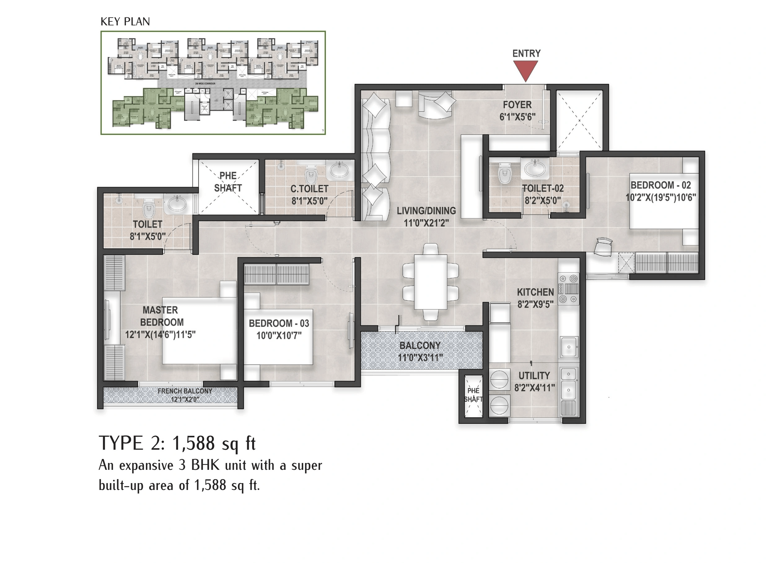 Unit plan - 1056 sq.ft.
