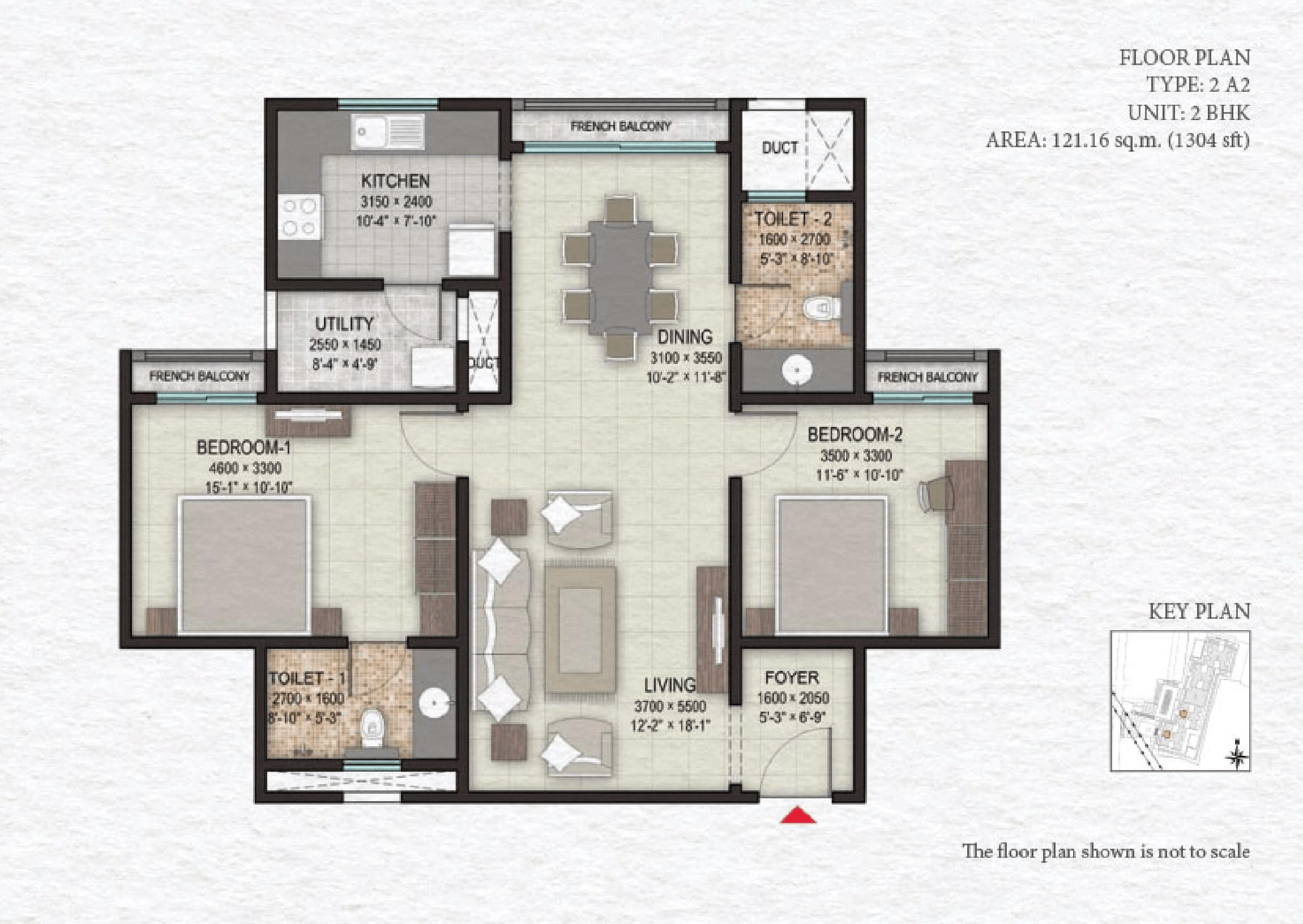 Sobha Valley View Unit plan - 917 sq.ft.