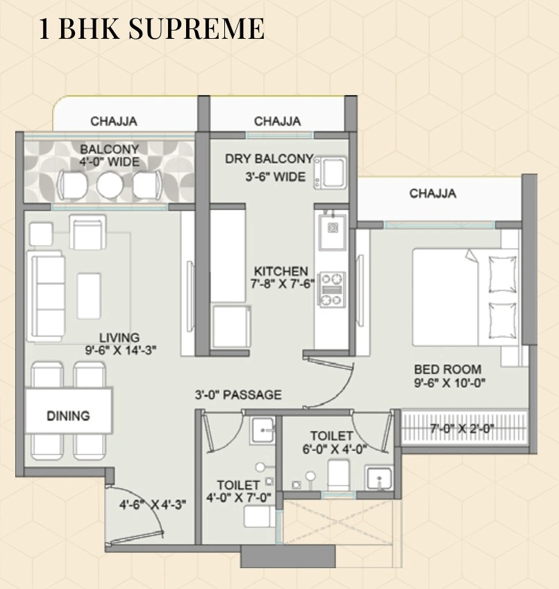 Unit plan - 498 sq.ft.