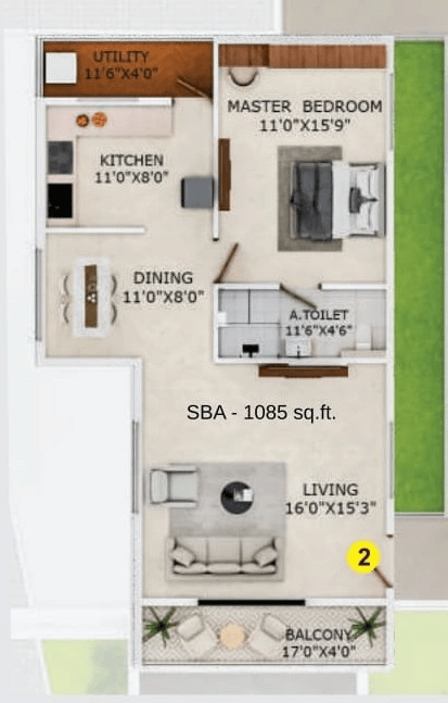 Unit plan - 813 sq.ft.