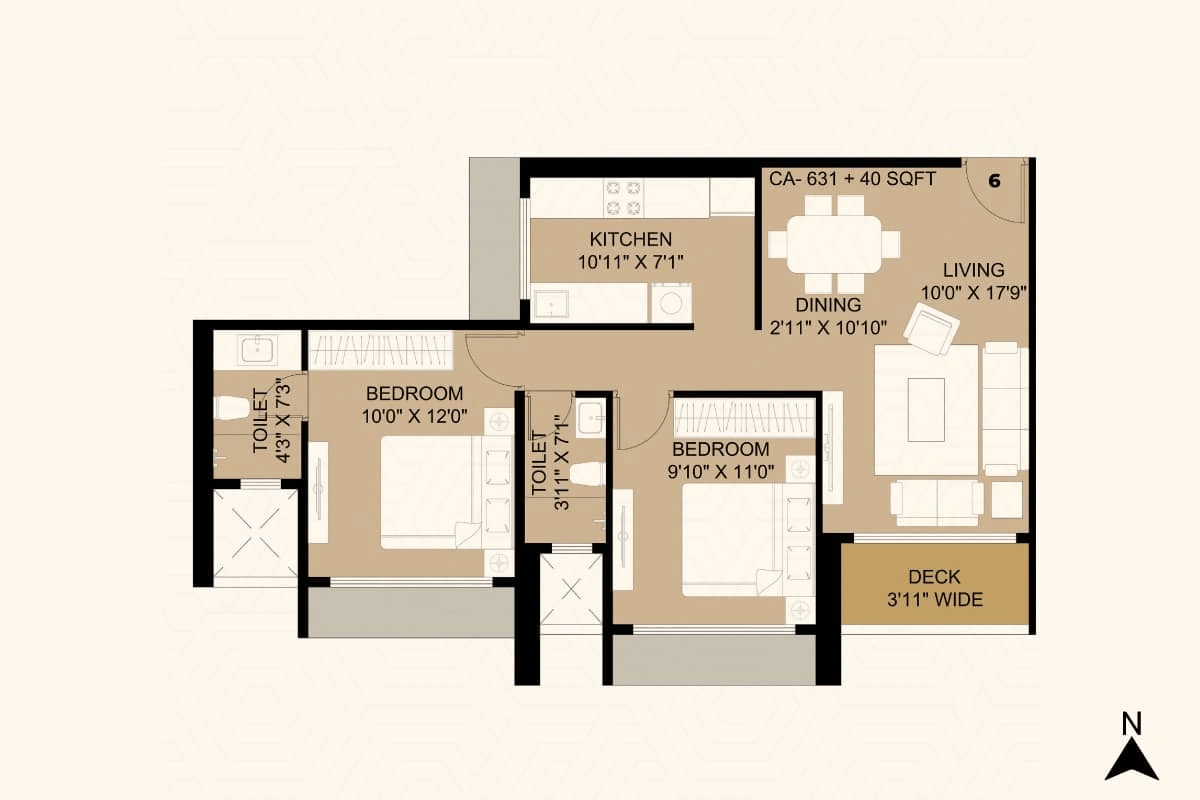 Siya Vishwaraja Unit plan - 671 sq.ft.