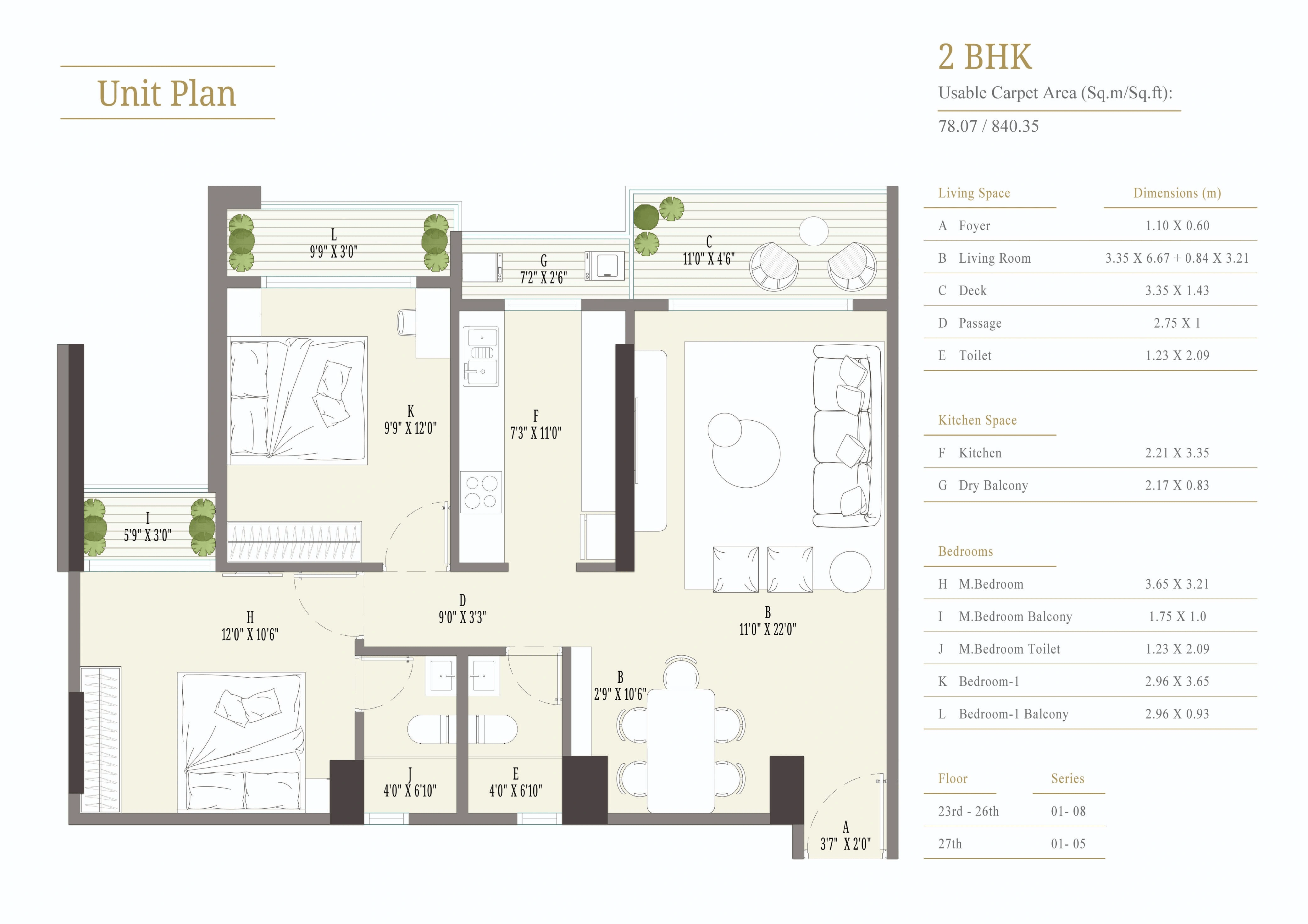 Unit plan - 840 sq.ft.