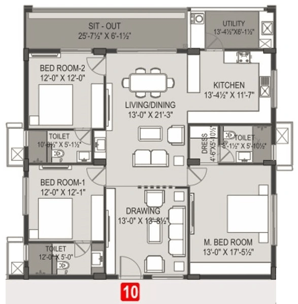 Unit plan - 1542 sq.ft.