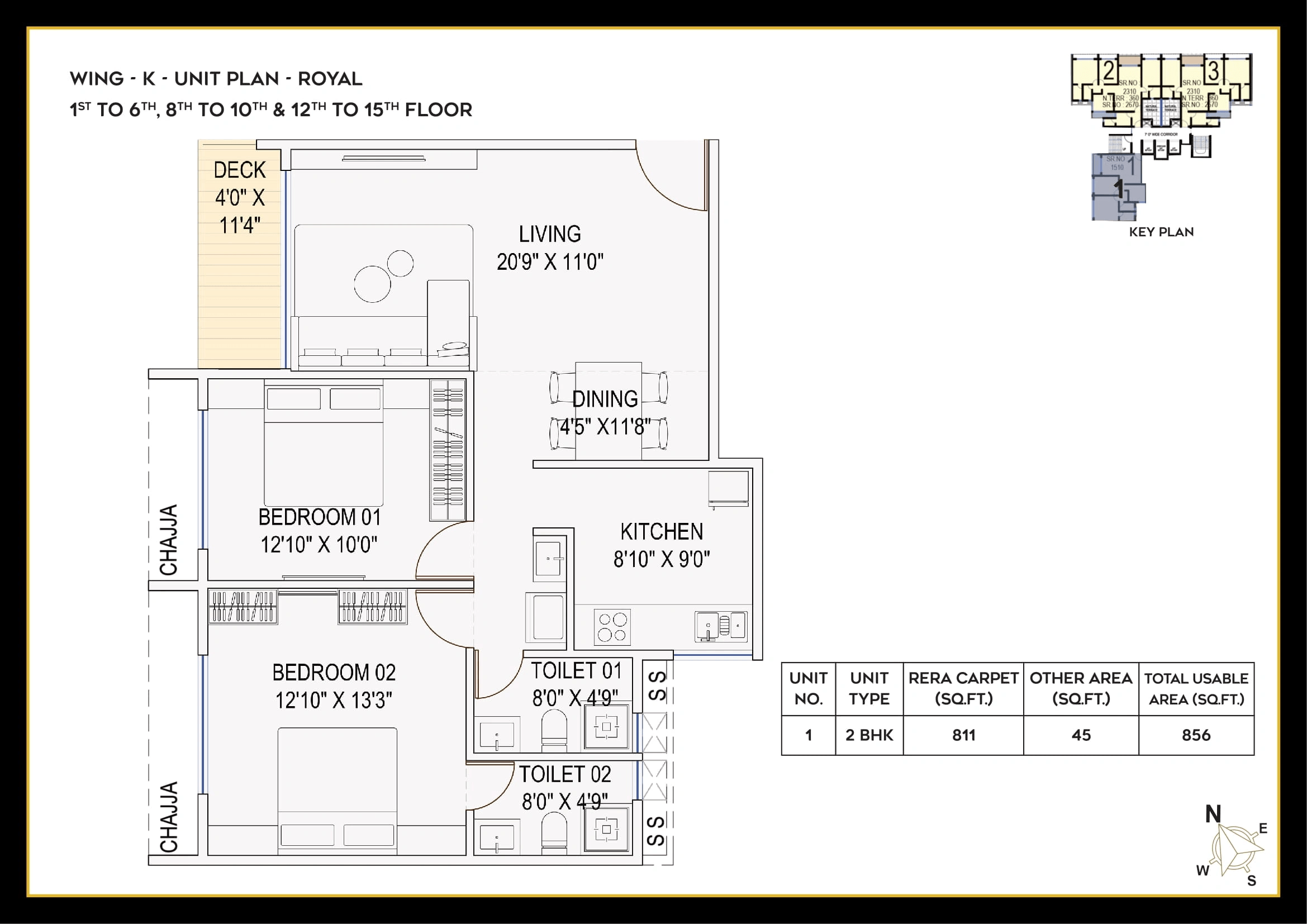 Unit plan - 856 sq.ft.