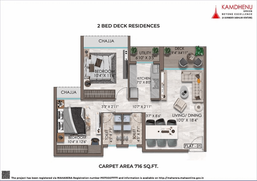 Kamdhenu Pinnacle Unit plan - 716 sq.ft.