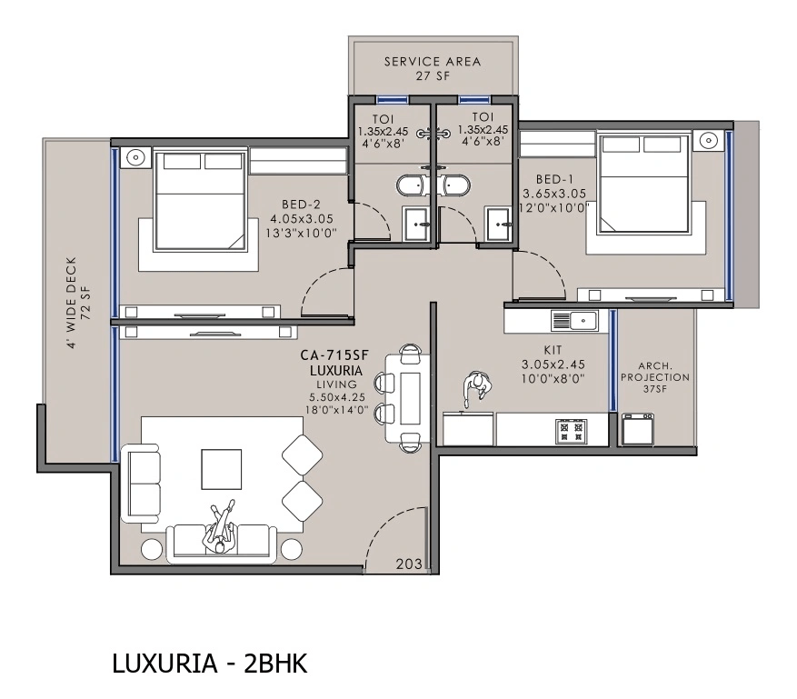 Unit plan - 850 sq.ft.