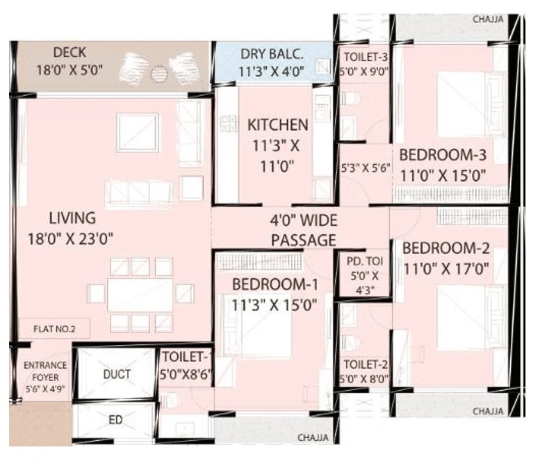 Unit plan - 1626 sq.ft.