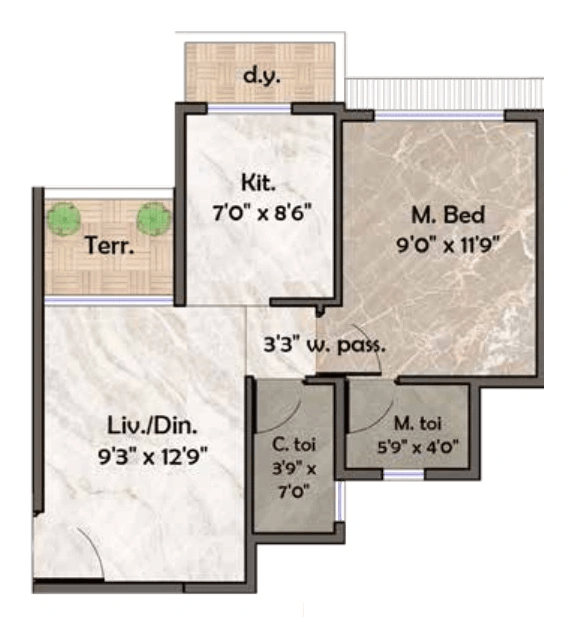 Unit plan - 461 sq.ft.