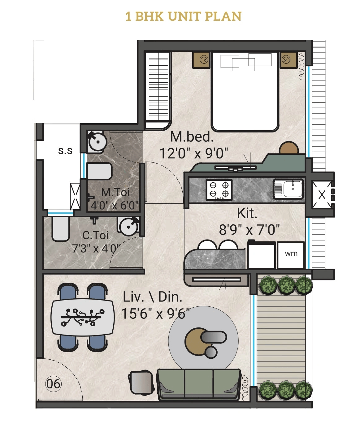 Siddhivinayak Signature City Unit plan - 516 sq.ft.