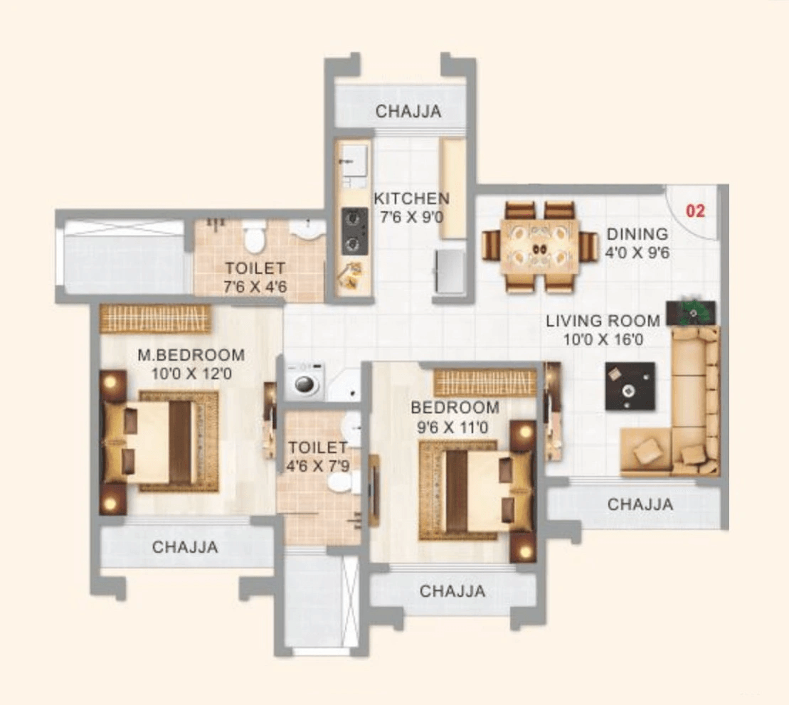 Balaji Park Unit plan - 691 sq.ft.