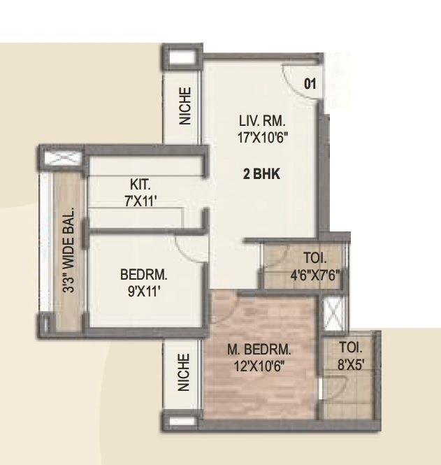 Sai World City Unit plan - 710 sq.ft.