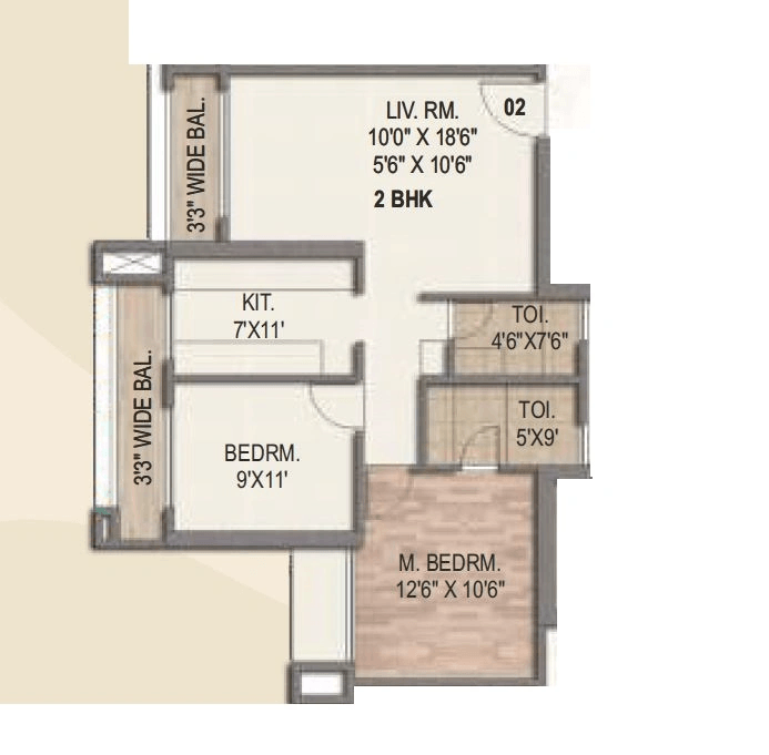 Sai World City Unit plan - 714 sq.ft.