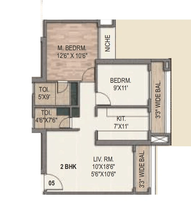 Sai World City Unit plan - 802 sq.ft.