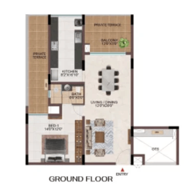 Unit plan - 713 sq.ft.