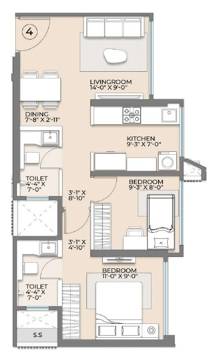 Arkade Rare Bhandup Unit plan - 524 sq.ft.