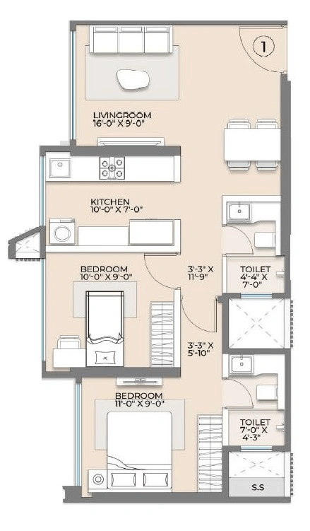 Arkade Rare Bhandup Unit plan - 587 sq.ft.