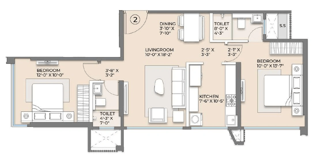Arkade Rare Bhandup Unit plan - 677 sq.ft.