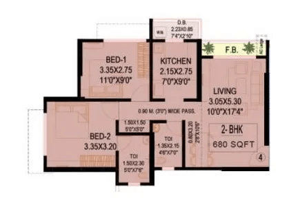 Unit plan - 680 sq.ft.