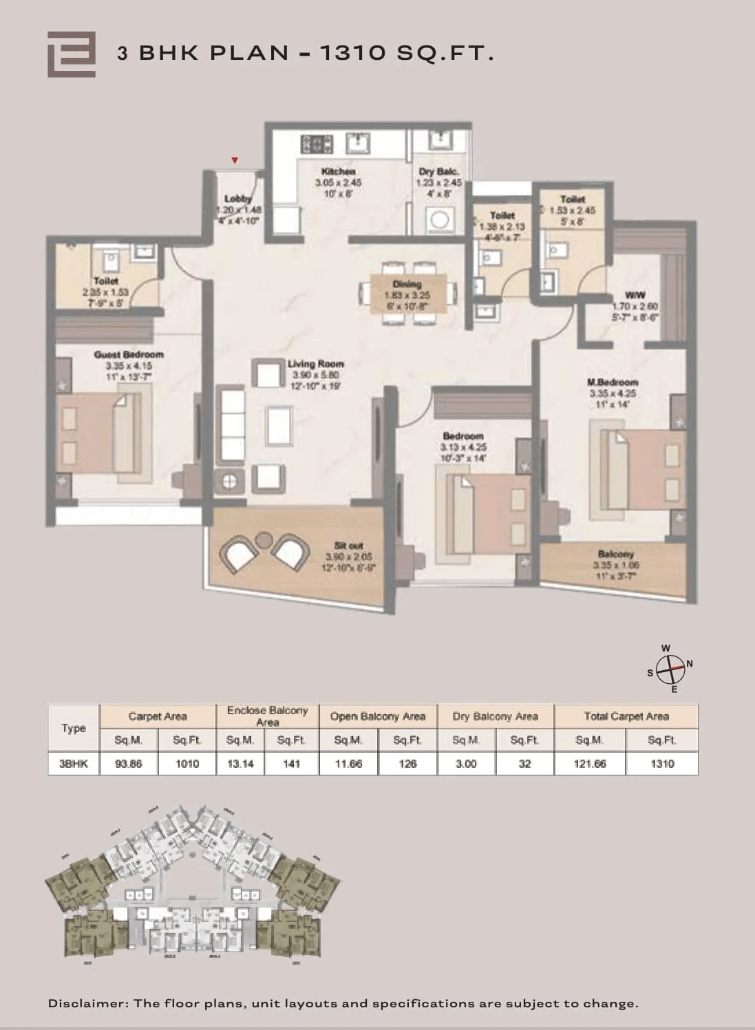 Unit plan - 1310 sq.ft.