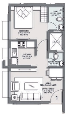 Vighnaharta Infinity Unit plan - 341 sq.ft.