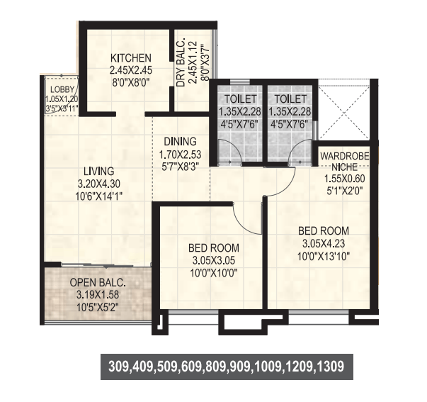 Merlin Elementa Unit plan - 725 sq.ft.