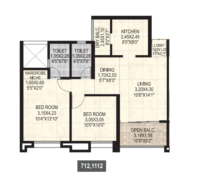 Merlin Elementa Unit plan - 731 sq.ft.