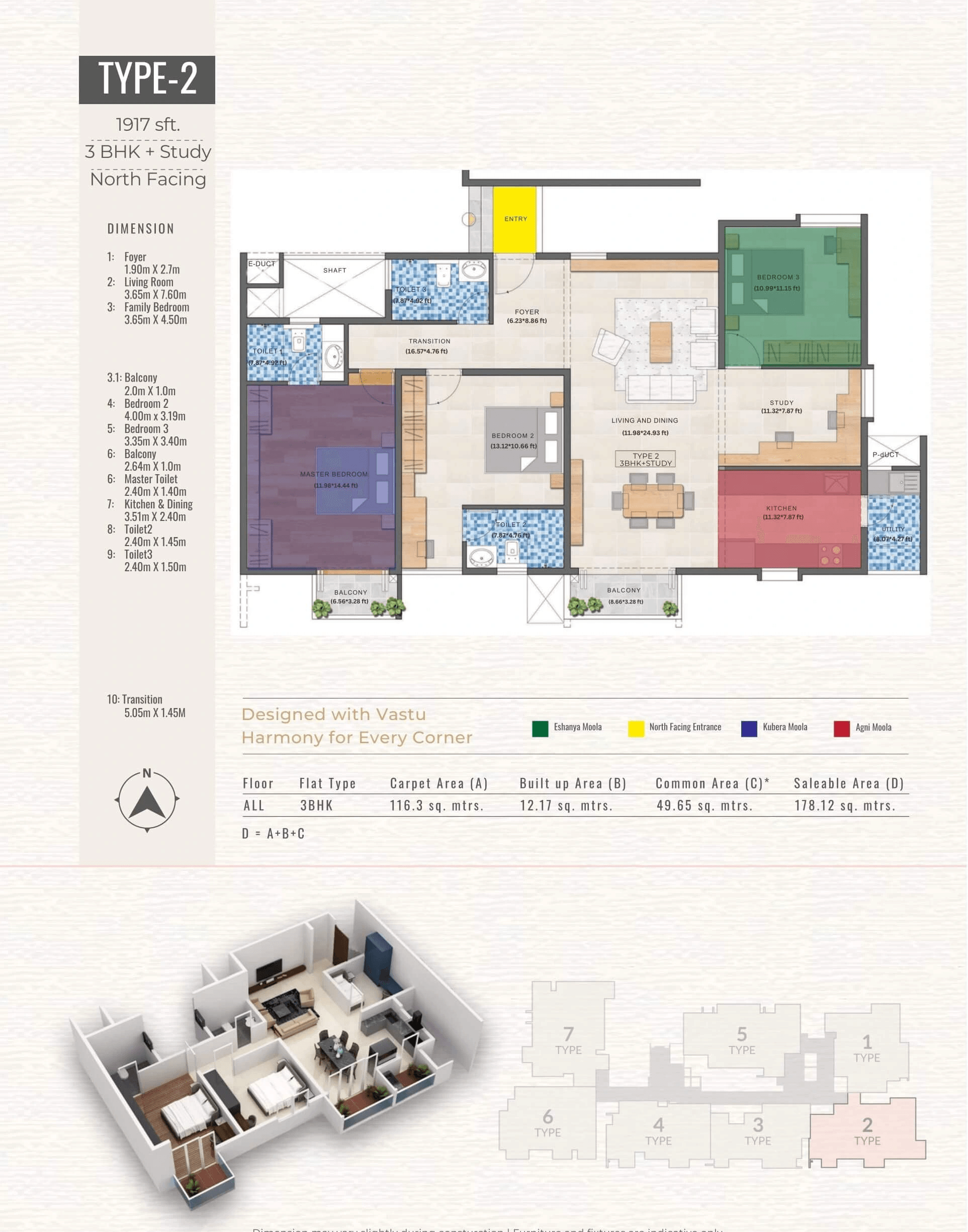 Vanshika Natures Harmony Unit plan - 1418 sq.ft.