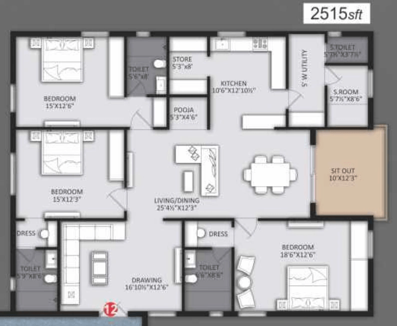 Unit plan - 1761 sq.ft.