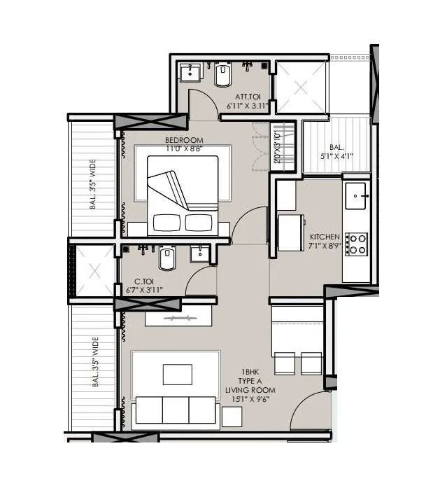 Unit plan - 503 sq.ft.