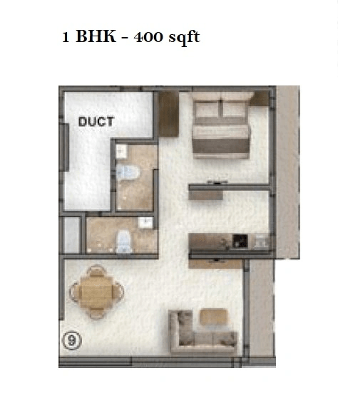Natasha Atlantis Unit plan - 400 sq.ft.