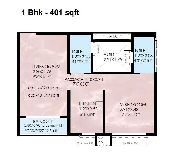 Puneet Brahmand Unit plan - 401 sq.ft.