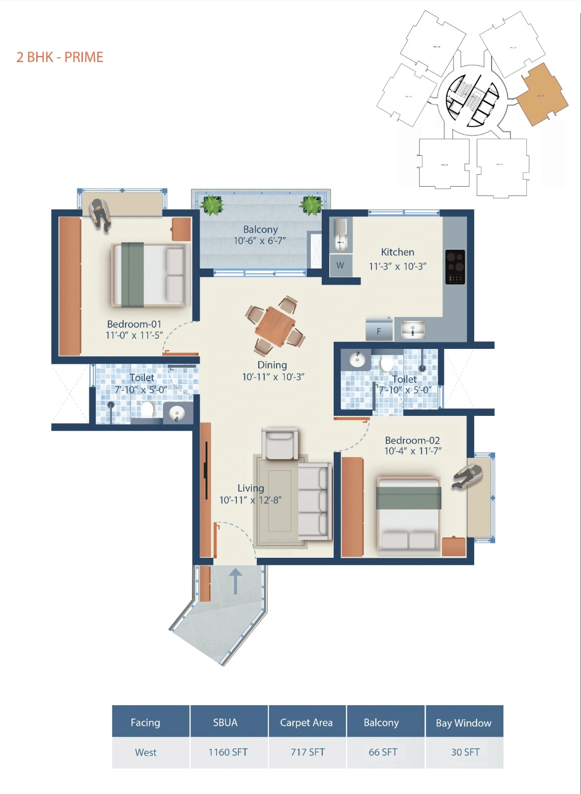 Unit plan - 717 sq.ft.