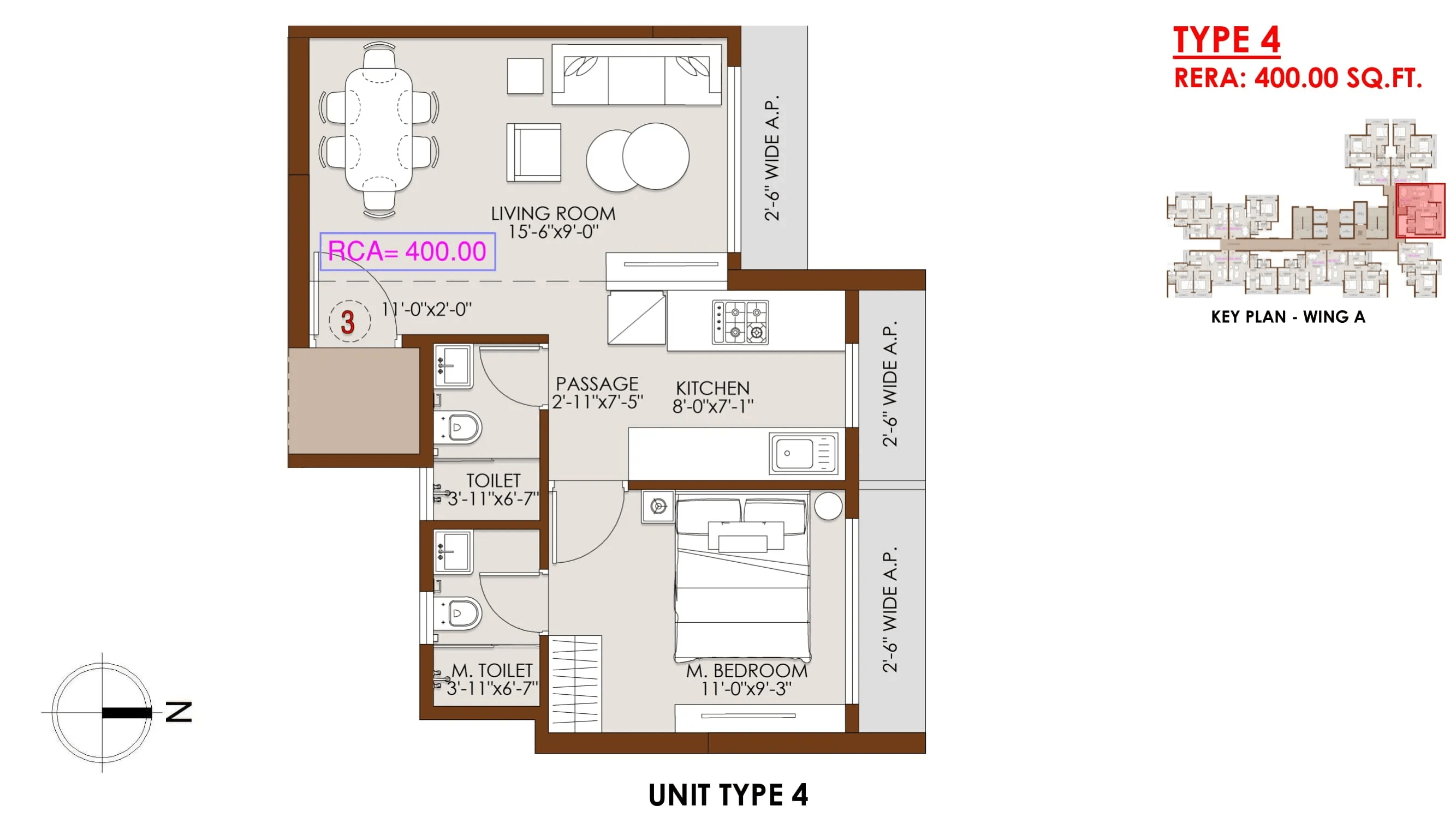 Unit plan - 400 sq.ft.