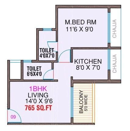 Delta Flora Unit plan - 460 sq.ft.