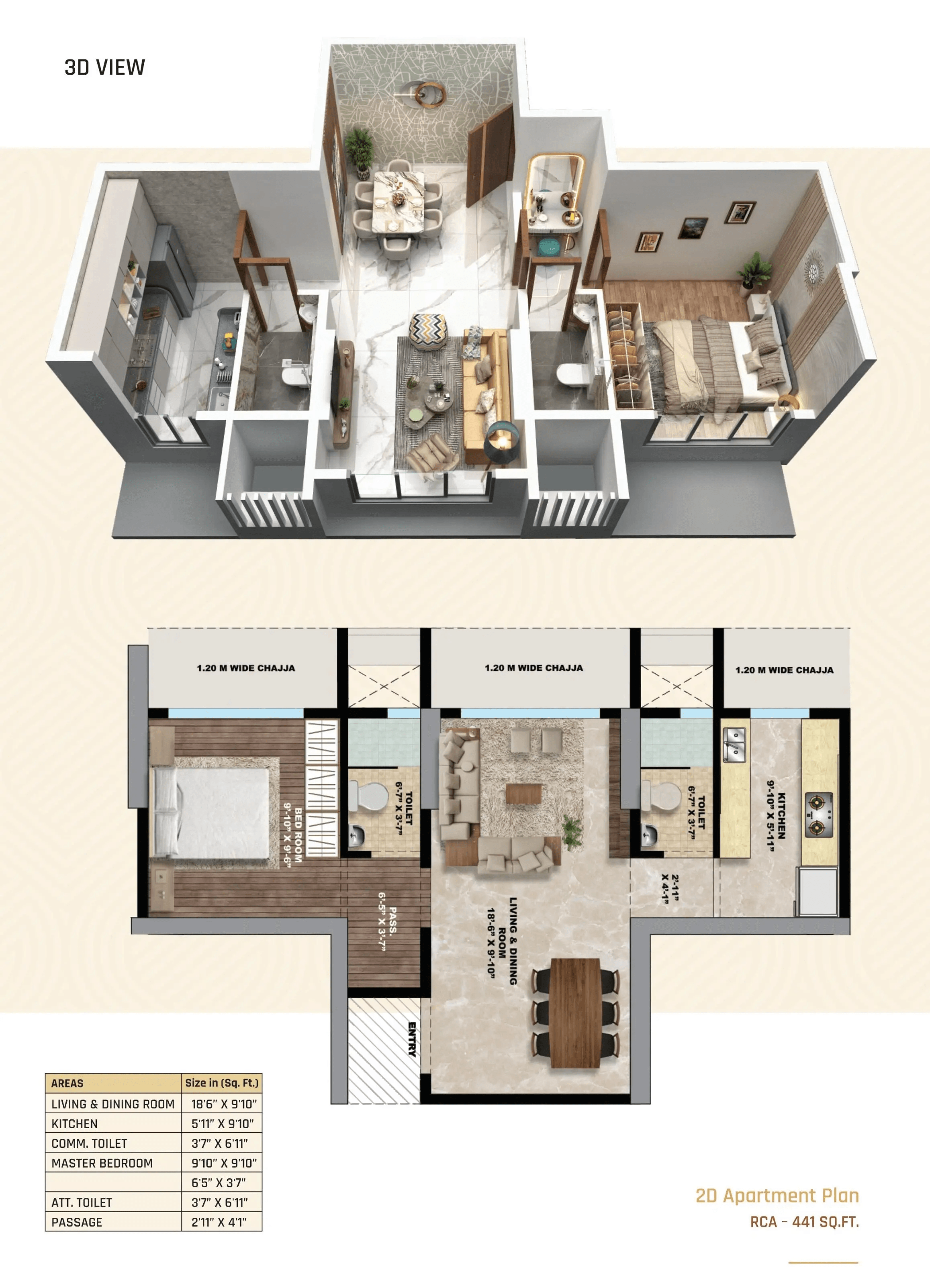 Indumani Heights Unit plan - 441 sq.ft.