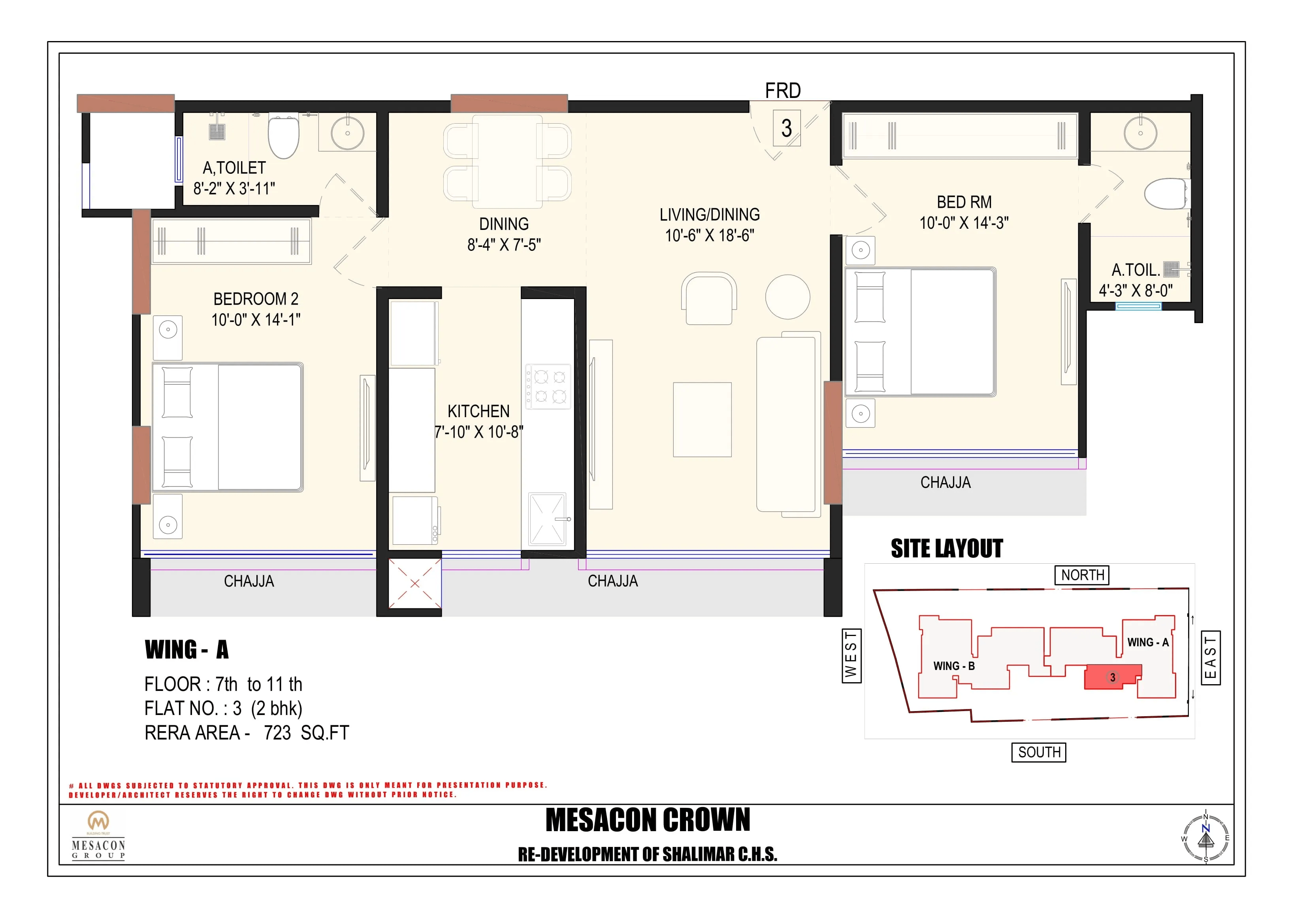 Unit plan - 723 sq.ft.