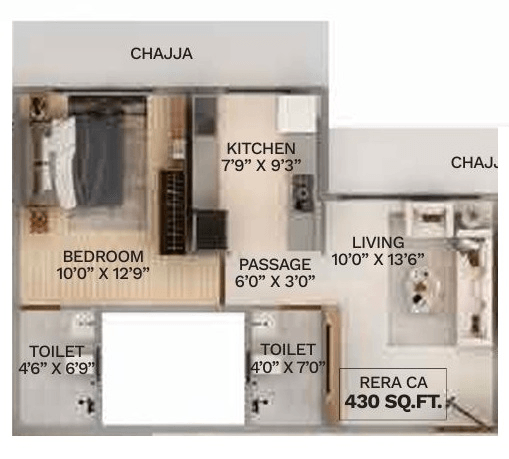 Tigon Earth Unit plan - 430 sq.ft.