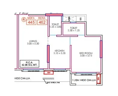 Rishabraj Avyaana Unit plan - 462 sq.ft.