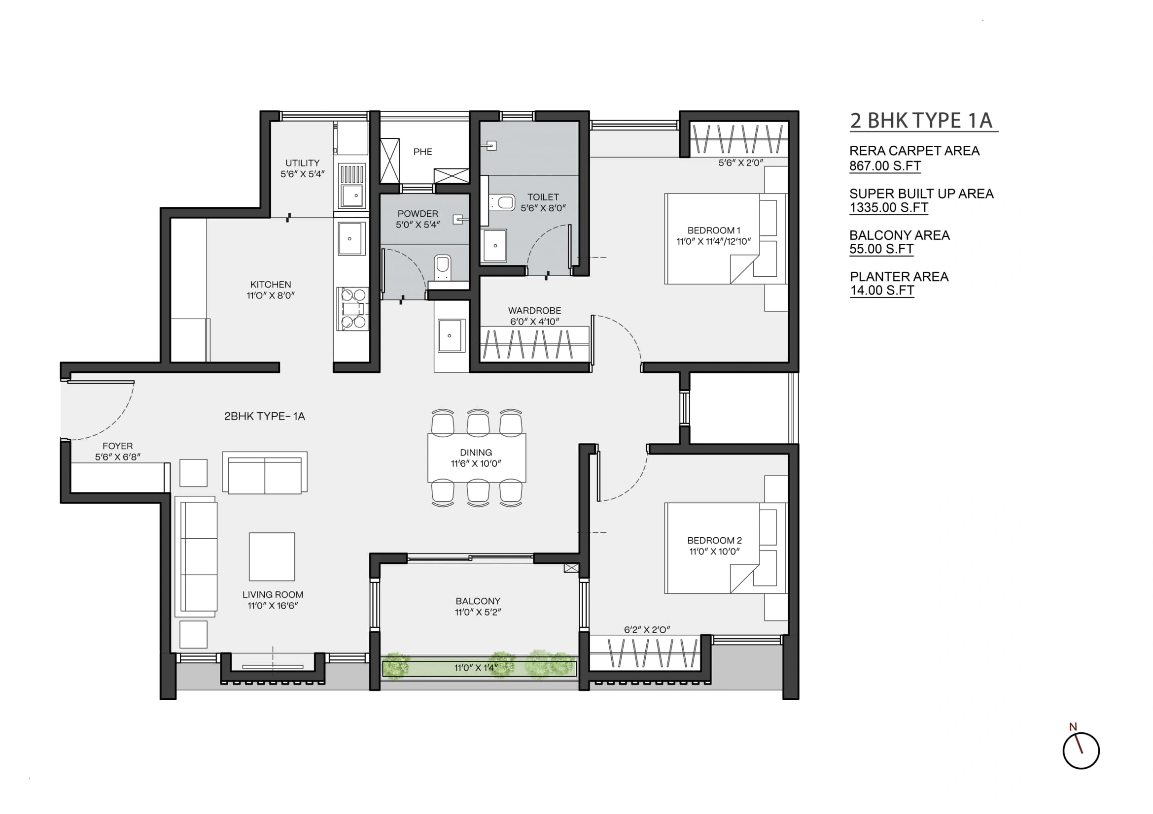 Unit plan - 867 sq.ft.