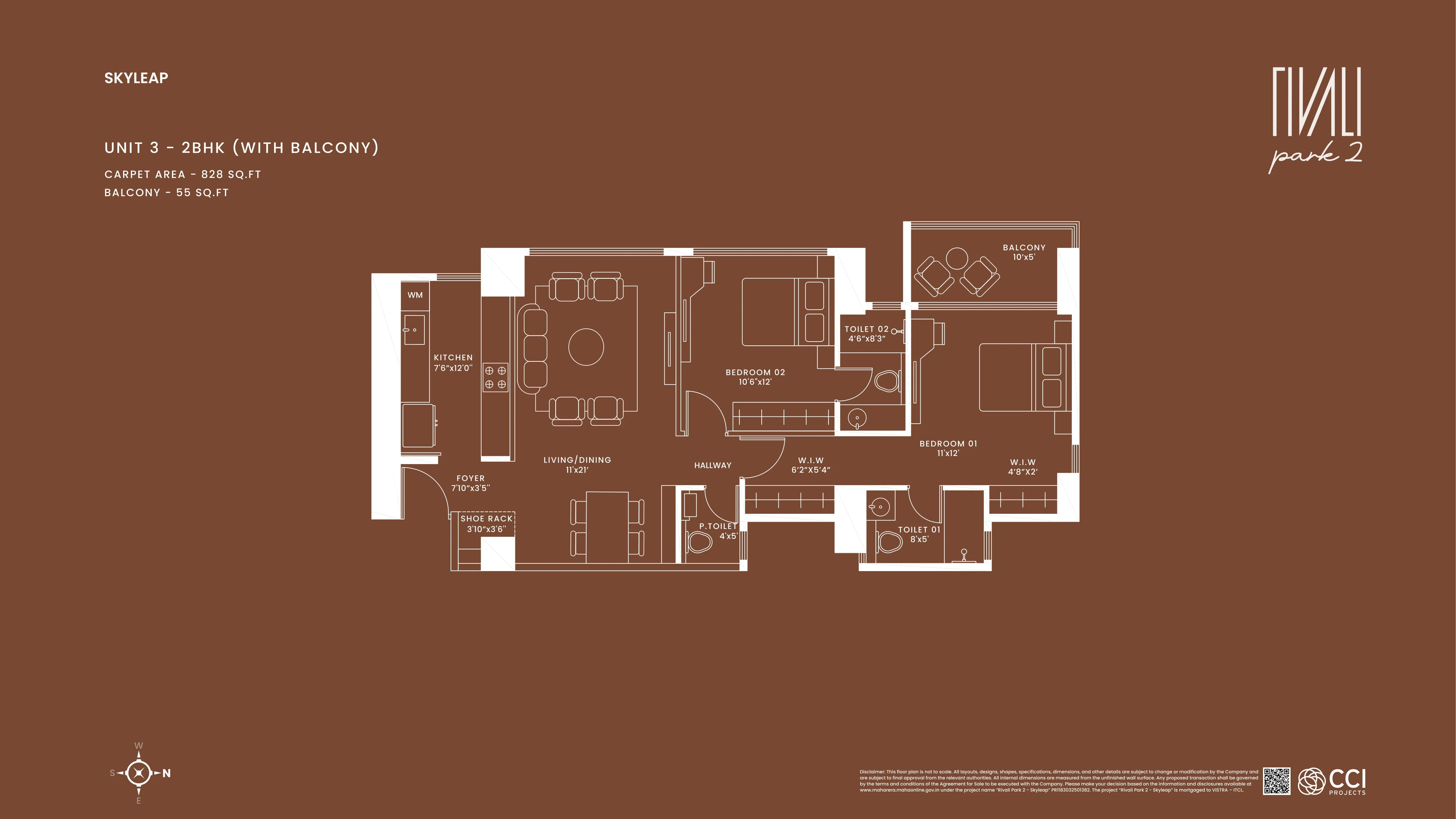 CCI Rivali Park Skyleap Unit plan - 883 sq.ft.