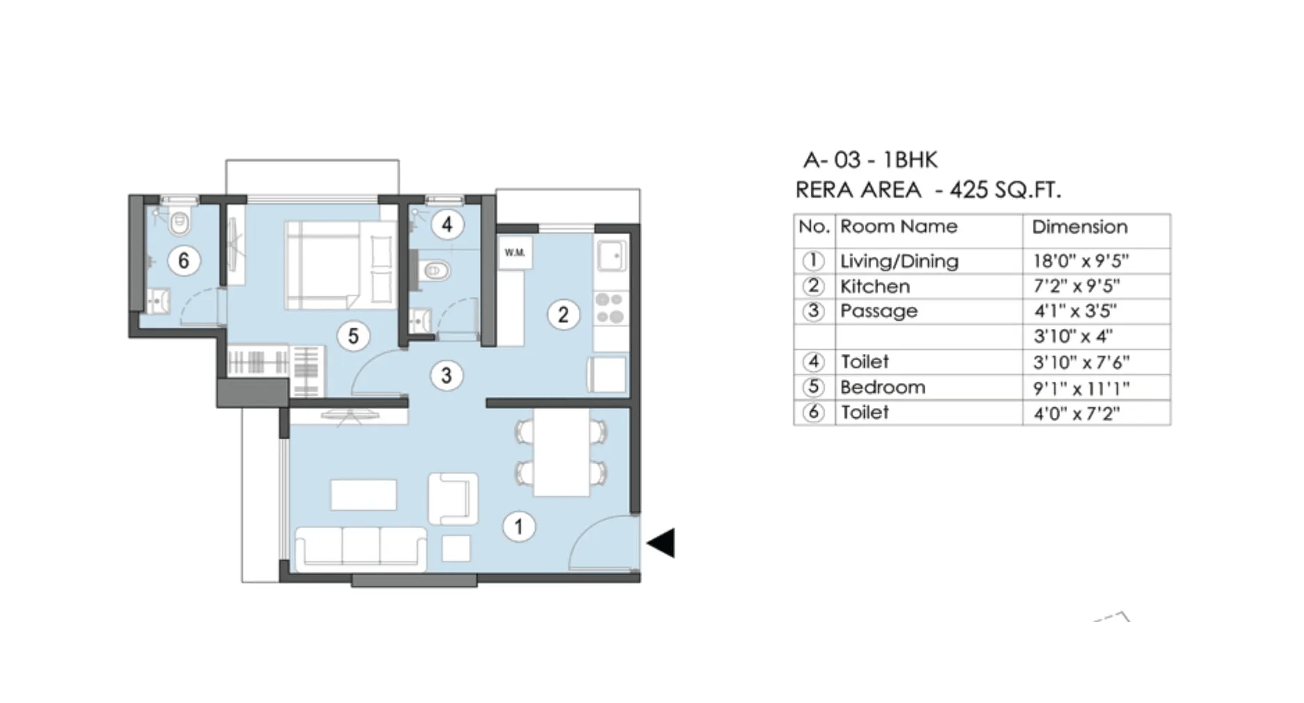 Naumi Shresht Unit plan - 425 sq.ft.
