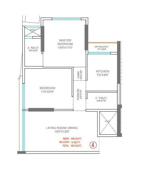 Unit plan - 564 sq.ft.