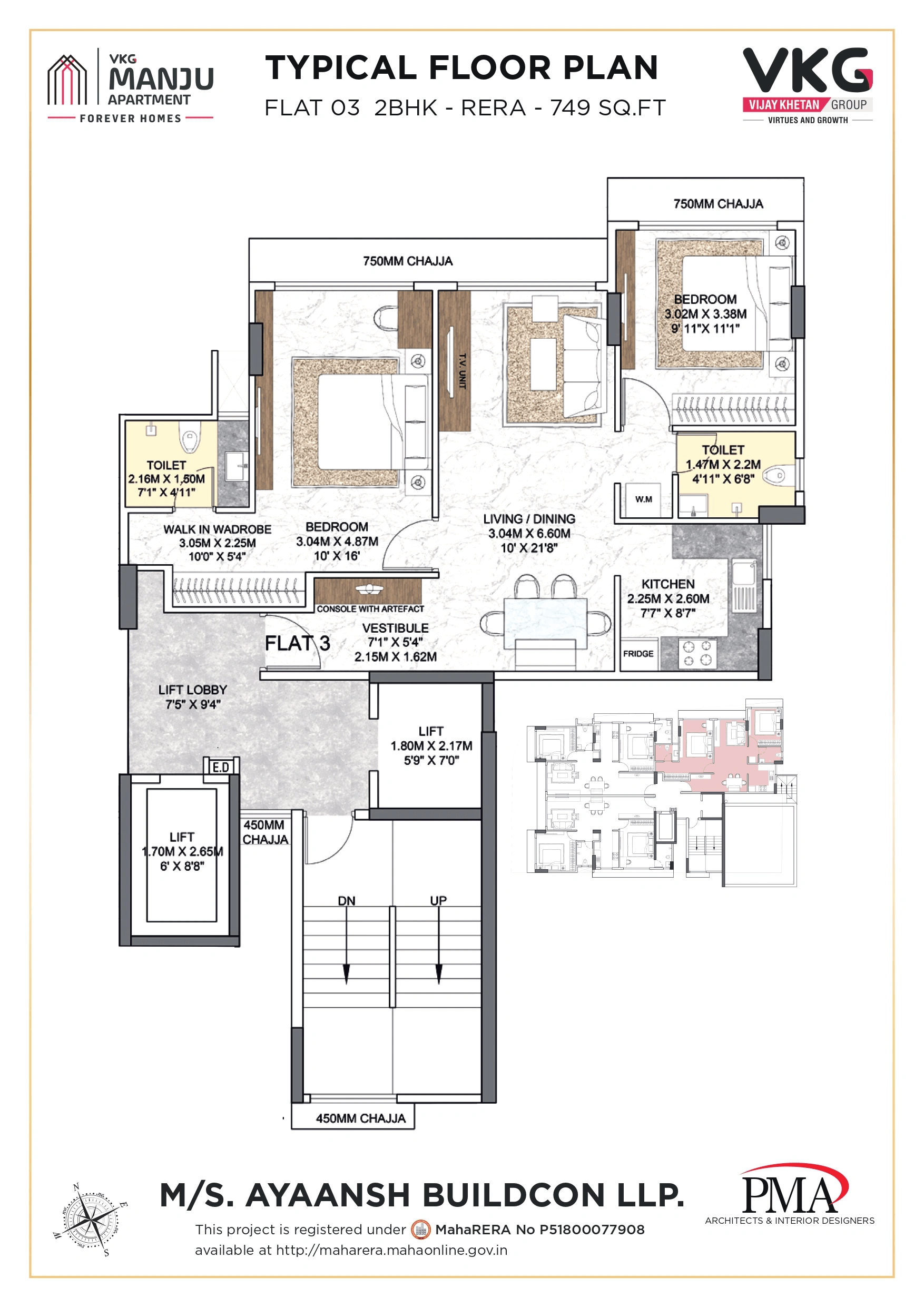 Unit plan - 749 sq.ft.