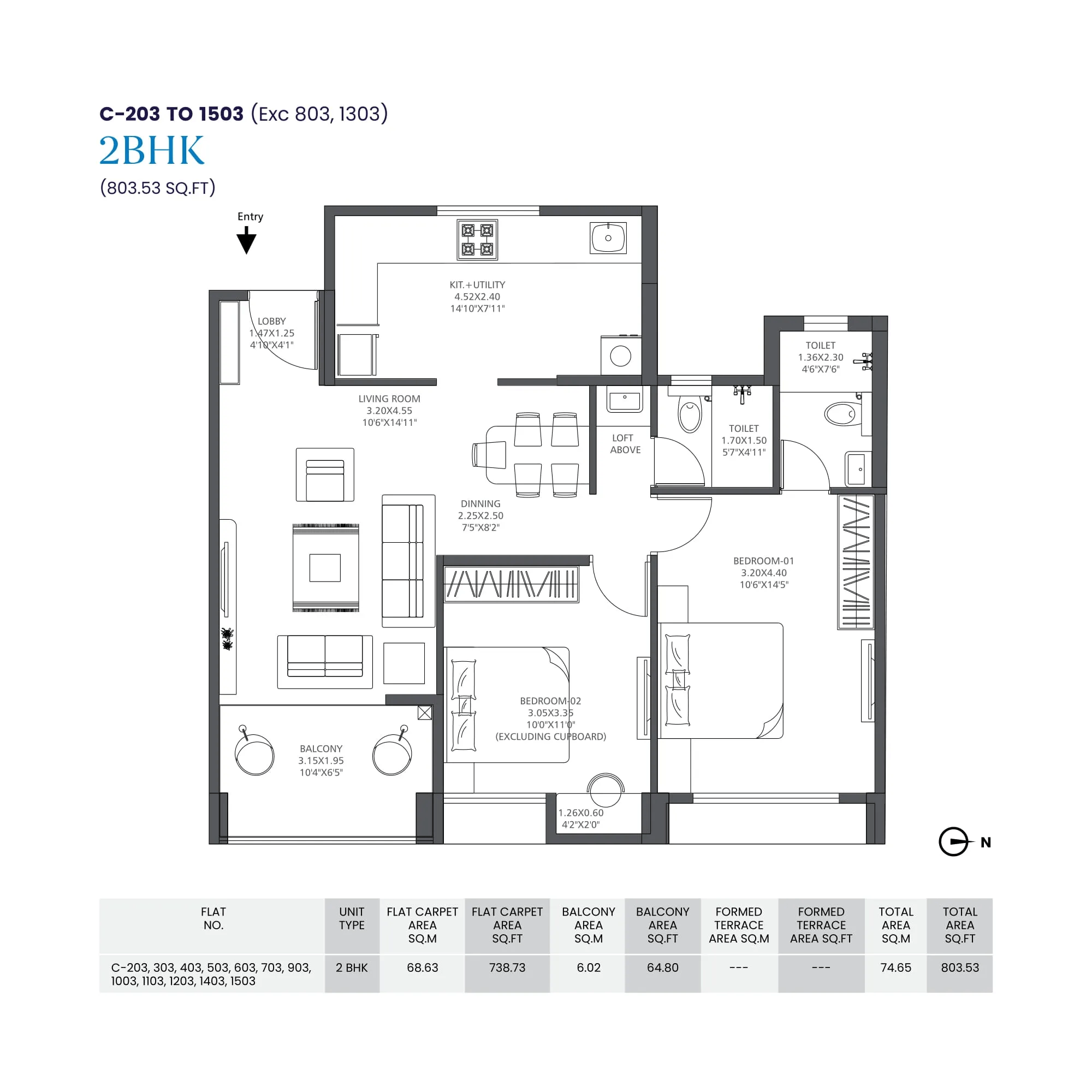 Tyagi GV7 Insignia Unit plan - 803 sq.ft.