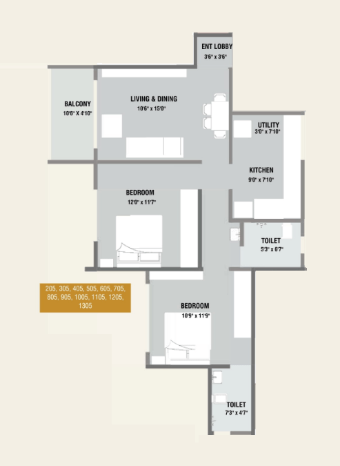 Khiwasara Nakshatra Unit plan - 724 sq.ft.