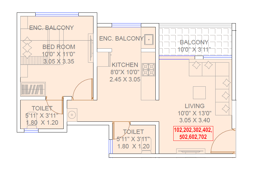 Sai Aarav Unit plan - 471 sq.ft.