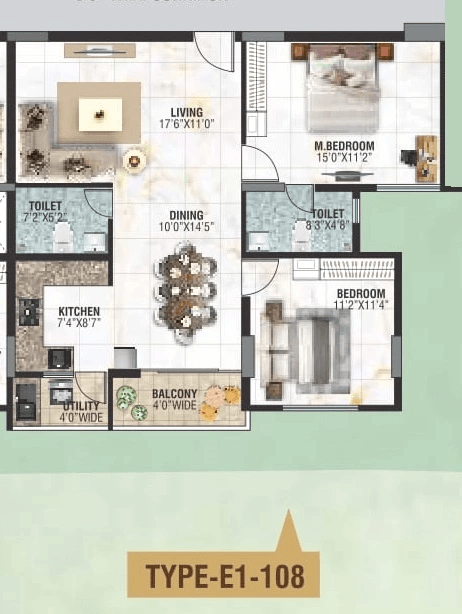 BRR North Excellency Unit plan - 861 sq.ft.