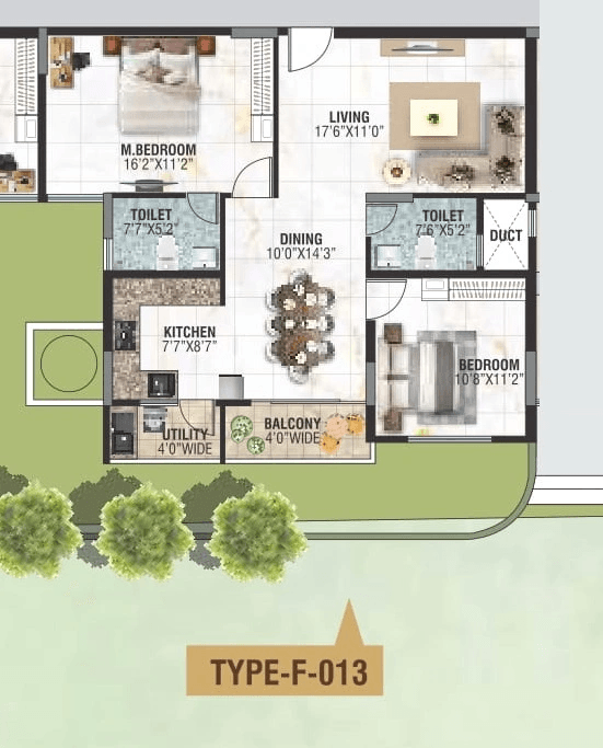 BRR North Excellency Unit plan - 881 sq.ft.